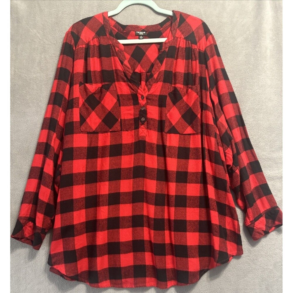 Torrid Red and Black Checkered Tunic